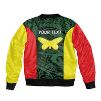 Personalised PNG Oro Province Bomber Jacket Bird of Paradise Tattoo Flag Motif LT9 - Polynesian Pride