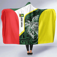 Personalised PNG Oro Province Hooded Blanket Bird of Paradise Tattoo Flag Motif LT9 One Size Green - Polynesian Pride