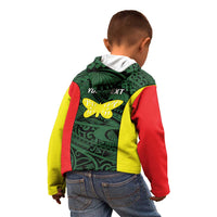 Personalised PNG Oro Province Kid Hoodie Bird of Paradise Tattoo Flag Motif LT9 - Polynesian Pride