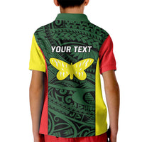 Personalised PNG Oro Province Kid Polo Shirt Bird of Paradise Tattoo Flag Motif LT9 - Polynesian Pride