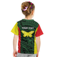 Personalised PNG Oro Province Kid T Shirt Bird of Paradise Tattoo Flag Motif LT9 - Polynesian Pride