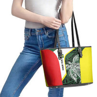 Personalised PNG Oro Province Leather Tote Bag Bird of Paradise Tattoo Flag Motif LT9 - Polynesian Pride