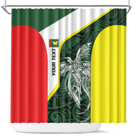 Personalised PNG Oro Province Shower Curtain Bird of Paradise Tattoo Flag Motif LT9 Green - Polynesian Pride