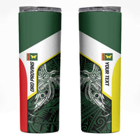 Personalised PNG Oro Province Skinny Tumbler Bird of Paradise Tattoo Flag Motif LT9 Green - Polynesian Pride