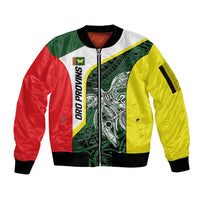 Personalised PNG Oro Province Sleeve Zip Bomber Jacket Bird of Paradise Tattoo Flag Motif LT9 Unisex Green - Polynesian Pride