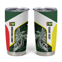 Personalised PNG Oro Province Tumbler Cup Bird of Paradise Tattoo Flag Motif LT9 Green - Polynesian Pride