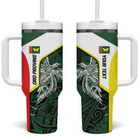 Personalised PNG Oro Province Tumbler With Handle Bird of Paradise Tattoo Flag Motif LT9 One Size: 40 oz Green - Polynesian Pride