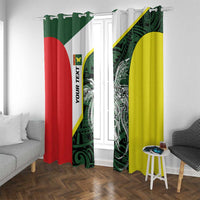 Personalised PNG Oro Province Window Curtain Bird of Paradise Tattoo Flag Motif LT9 With Grommets Green - Polynesian Pride
