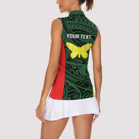 Personalised PNG Oro Province Women Sleeveless Polo Shirt Bird of Paradise Tattoo Flag Motif LT9 - Polynesian Pride