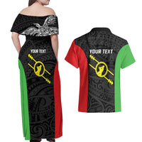 Personalised PNG Southern Highlands Province Couples Matching Off Shoulder Maxi Dress and Hawaiian Shirt Bird of Paradise Tattoo Flag Motif LT9 - Polynesian Pride