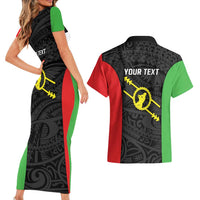 Personalised PNG Southern Highlands Province Couples Matching Short Sleeve Bodycon Dress and Hawaiian Shirt Bird of Paradise Tattoo Flag Motif LT9 - Polynesian Pride