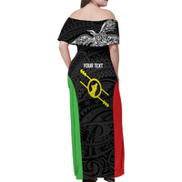 Personalised PNG Southern Highlands Province Family Matching Off Shoulder Maxi Dress and Hawaiian Shirt Bird of Paradise Tattoo Flag Motif LT9 - Polynesian Pride