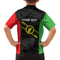 Personalised PNG Southern Highlands Province Family Matching Puletasi and Hawaiian Shirt Bird of Paradise Tattoo Flag Motif LT9 - Polynesian Pride