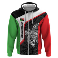Personalised PNG Southern Highlands Province Hoodie Bird of Paradise Tattoo Flag Motif LT9 Zip Hoodie Red - Polynesian Pride