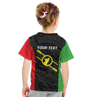 Personalised PNG Southern Highlands Province Kid T Shirt Bird of Paradise Tattoo Flag Motif LT9 - Polynesian Pride