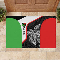 Personalised PNG Southern Highlands Province Rubber Doormat Bird of Paradise Tattoo Flag Motif LT9 Red - Polynesian Pride