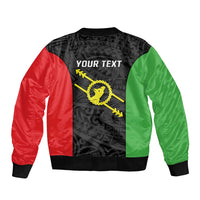 Personalised PNG Southern Highlands Province Sleeve Zip Bomber Jacket Bird of Paradise Tattoo Flag Motif LT9 - Polynesian Pride