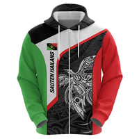 Personalised PNG Southern Highlands Province Zip Hoodie Bird of Paradise Tattoo Flag Motif LT9 - Polynesian Pride
