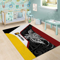Personalised PNG Western Province Area Rug Bird of Paradise Tattoo Flag Motif LT9 - Polynesian Pride