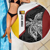 Personalised PNG Western Province Beach Blanket Bird of Paradise Tattoo Flag Motif LT9 - Polynesian Pride