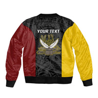 Personalised PNG Western Province Bomber Jacket Bird of Paradise Tattoo Flag Motif LT9 - Polynesian Pride