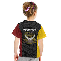 Personalised PNG Western Province Kid T Shirt Bird of Paradise Tattoo Flag Motif LT9 - Polynesian Pride