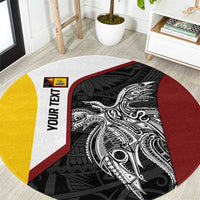 Personalised PNG Western Province Round Carpet Bird of Paradise Tattoo Flag Motif LT9 Red - Polynesian Pride