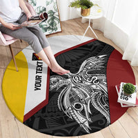 Personalised PNG Western Province Round Carpet Bird of Paradise Tattoo Flag Motif LT9 - Polynesian Pride