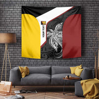 Personalised PNG Western Province Tapestry Bird of Paradise Tattoo Flag Motif LT9 Red - Polynesian Pride