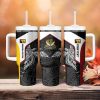 Personalised PNG Western Province Tumbler With Handle Bird of Paradise Tattoo Flag Motif LT9 - Polynesian Pride