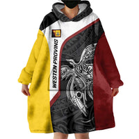 Personalised PNG Western Province Wearable Blanket Hoodie Bird of Paradise Tattoo Flag Motif LT9 - Polynesian Pride