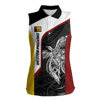 Personalised PNG Western Province Women Sleeveless Polo Shirt Bird of Paradise Tattoo Flag Motif LT9 Female Red - Polynesian Pride