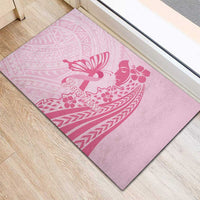 Pacific Girl and Butterfly Cancer Ribbon Personalised Rubber Doormat