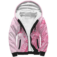 Pacific Girl and Butterfly Cancer Ribbon Personalised Sherpa Hoodie LT9 Unisex Pink - Polynesian Pride