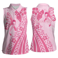 Pacific Girl and Butterfly Cancer Ribbon Personalised Women Sleeveless Polo Shirt LT9 - Polynesian Pride