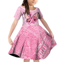 Faith Hope Love Butterfly Ribbon Personalised Family Matching Off Shoulder Short Dress and Hawaiian Shirt LT9 Daughter's Dress Pink - Polynesian Pride