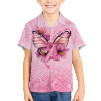 Faith Hope Love Butterfly Ribbon Personalised Family Matching Summer Maxi Dress and Hawaiian Shirt LT9 Son's Shirt Pink - Polynesian Pride