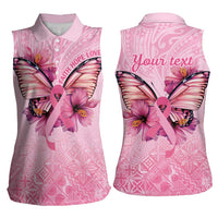 Faith Hope Love Butterfly Ribbon Personalised Women Sleeveless Polo Shirt LT9 - Polynesian Pride