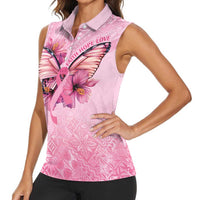 Faith Hope Love Butterfly Ribbon Personalised Women Sleeveless Polo Shirt LT9 - Polynesian Pride