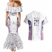 Custom New Zealand Aotearoa Couples Matching Mermaid Dress and Hawaiian Shirt Pink Maori Paua Shell Indigenous - Polynesian Pride