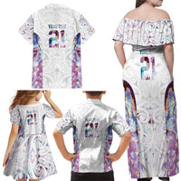Custom New Zealand Aotearoa Family Matching Off Shoulder Maxi Dress and Hawaiian Shirt Pink Maori Paua Shell Indigenous LT9 - Polynesian Pride