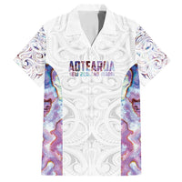 Custom New Zealand Aotearoa Family Matching Off Shoulder Maxi Dress and Hawaiian Shirt Pink Maori Paua Shell Indigenous LT9 Dad's Shirt - Short Sleeve Pink - Polynesian Pride