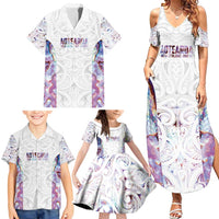 Custom New Zealand Aotearoa Family Matching Summer Maxi Dress and Hawaiian Shirt Pink Maori Paua Shell Indigenous LT9 - Polynesian Pride