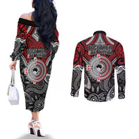 Aotearoa and Australia Couples Matching Off The Shoulder Long Sleeve Dress and Long Sleeve Button Shirt New Zealand Honour The Treaty Ake!Ake!Ake! LT9 - Polynesian Pride