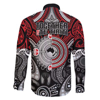 Aotearoa and Australia Family Matching Off The Shoulder Long Sleeve Dress and Hawaiian Shirt New Zealand Honour The Treaty Ake!Ake!Ake! LT9 - Polynesian Pride
