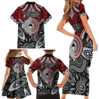 Aotearoa and Australia Family Matching Short Sleeve Bodycon Dress and Hawaiian Shirt New Zealand Honour The Treaty Ake!Ake!Ake! LT9 - Polynesian Pride