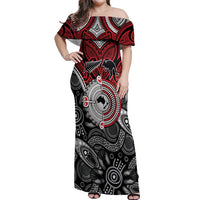 Aotearoa and Australia Off Shoulder Maxi Dress New Zealand Honour The Treaty Ake!Ake!Ake! LT9 Women Red - Polynesian Pride