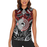 Aotearoa and Australia Women Sleeveless Polo Shirt New Zealand Honour The Treaty Ake!Ake!Ake! LT9 - Polynesian Pride