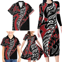 Koru Fern New Zealand Family Matching Long Sleeve Bodycon Dress and Hawaiian Shirt Maori Tribal Pattern LT9 - Polynesian Pride
