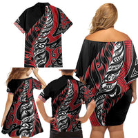 Koru Fern New Zealand Family Matching Off Shoulder Short Dress and Hawaiian Shirt Maori Tribal Pattern LT9 - Polynesian Pride